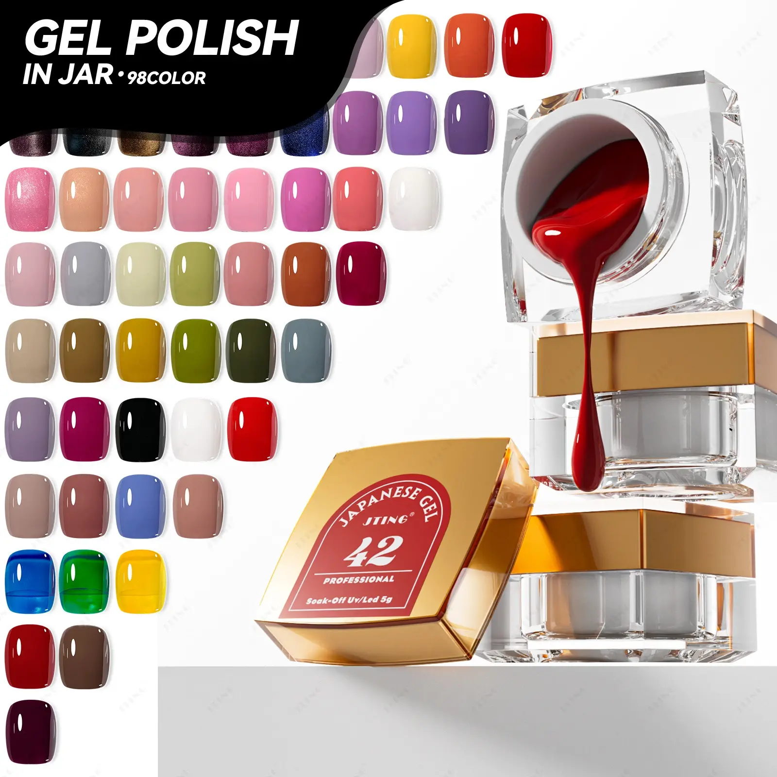 JTING Top quality pigment 98Colors gel polish in a Jar Set Japan style painting gel nail polish colors OEM Private label