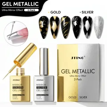 JTING Hot Popular 2colors Golden Silver Platinum Liner Gel Super Mirror Metal Liner Nail Gel Polish Unique Private Designs