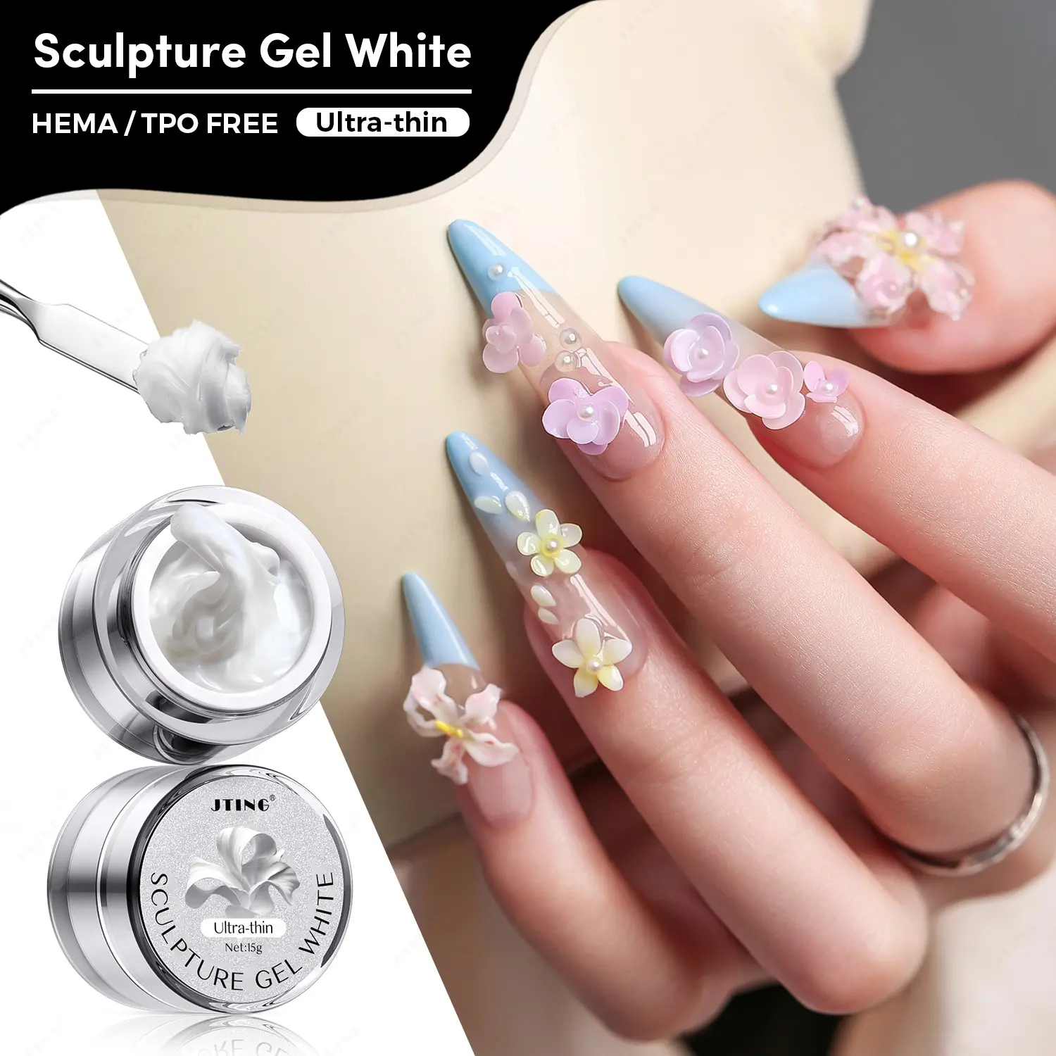 JTING High Saturation Sculpture Gel Polish Not Flowing 3D Modeling Nail Polish HEMA TPO FREE OEM Professional Nail