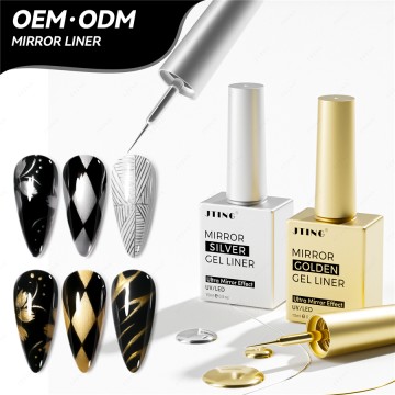 JTING Hot Popular 2colors Golden Silver Platinum Liner Gel Super Mirror Metal Liner Nail Gel Poli...