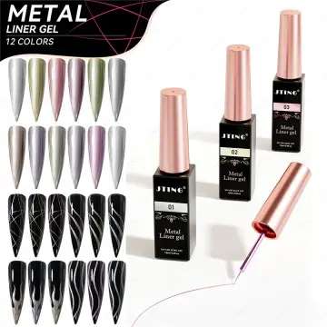 JTING Best Quality Top Material 12colors Metallic Liner Gel Polish Collection 12ml Silver Rose Go...