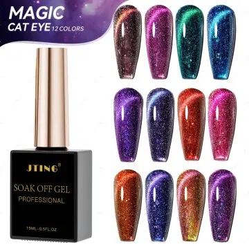 JTING Best popular 12colors magic cat eye gel collection with 15ml bottle high bright reflective ...