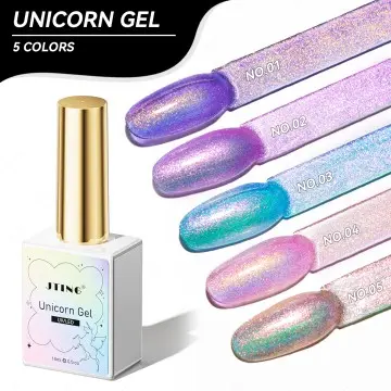JTING New Trend 5colors Unicorn Glitter Gel Polish Collection High Shiny Unicorn Color Gel Nail P...