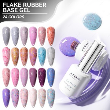 JTING Top quality viscosity Flake rubber base gel polish collection 24Colors UnIque glitter flake...