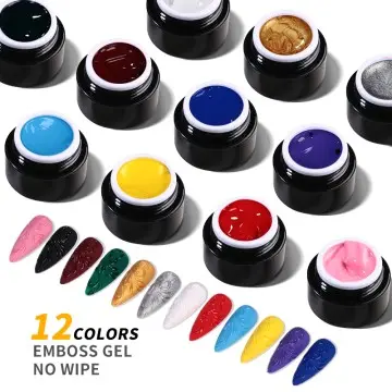 JTING new design 12 colors nail art emboss gel polish in jar no wipe unique effect emboss nail ge...