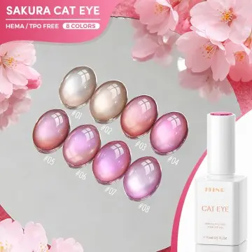 JTING Brand New Sakura Cat Eye Gel Polish 8colors Magnetic Powder Transparency cat Eye Collection...