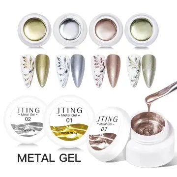 JTING high quality 4 colors metal painting gel polish nail art metallic mirror nail polish uv gel...