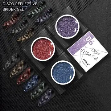 JTING NEW Design high pigment shiny 6 Colors Disco reflective spider gel nail art 5g jar OEM cust...