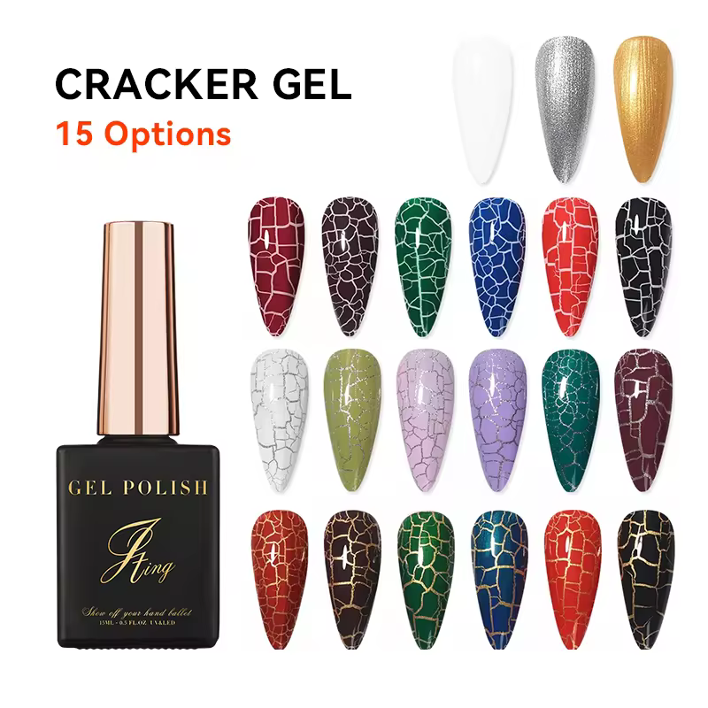 JTING hot popular 15 Colors crack effect crackle gel polish nail uv led cracking glue OEM private...