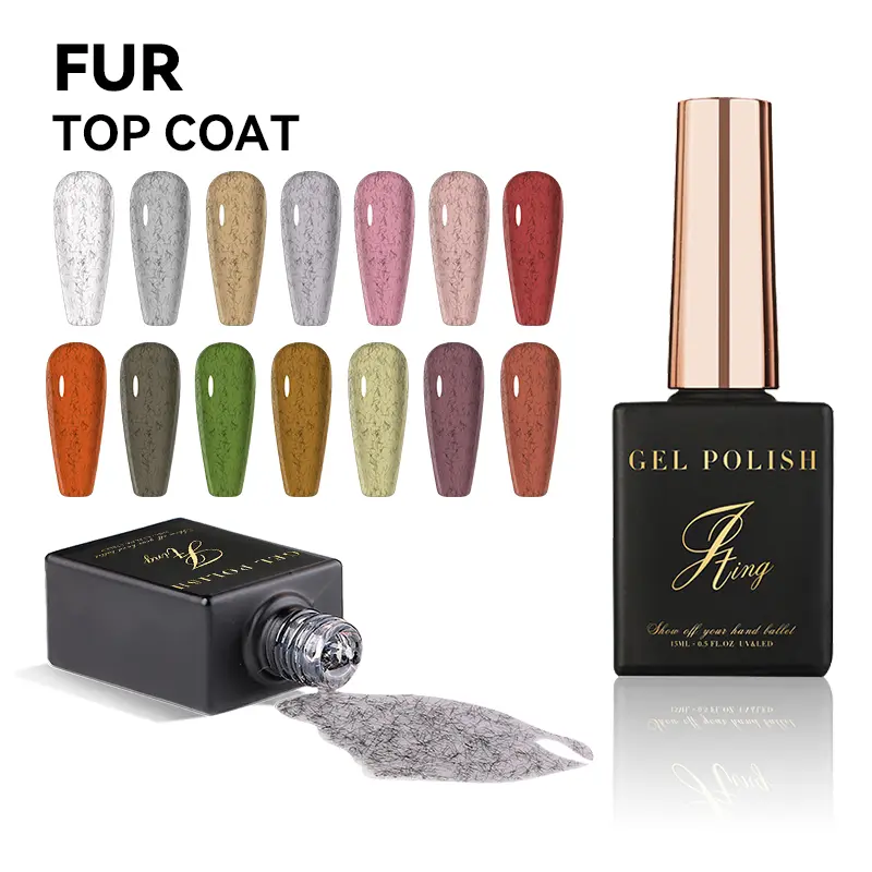 JTING high quality hot popular non wipe fur top coat gel polish clear OEM Customize bottle 15ml functional gel nail