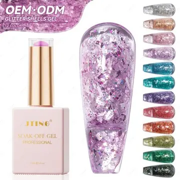 JTING New arrival 12Colors Mica seashell gel polish set Cruelty free high pigment Glitter flake g...