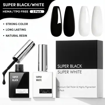 JTING Nail Art Beauty supplies new design smooth shiny 2 strong colors Super black white gel nail...