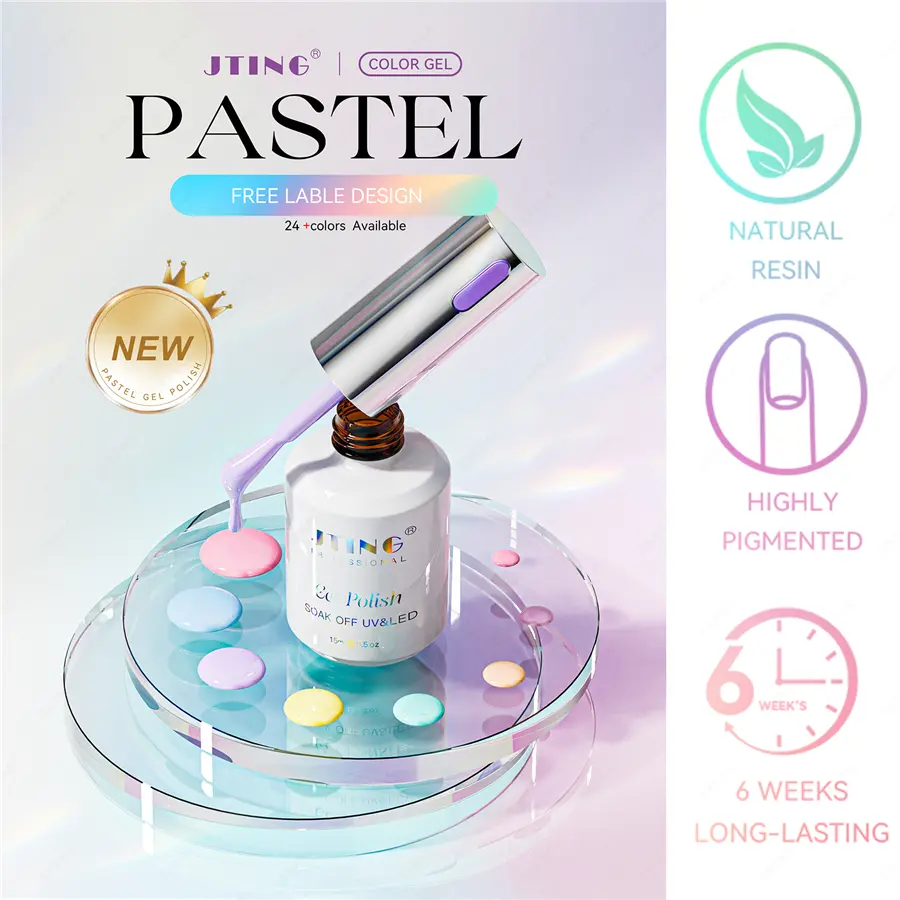 JTING Industry New Design Color Cap 24color Pastel Rubber Base Gel Nail Polish Collection Set Box High Viscosity Rubber Base Gel