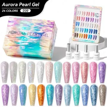 JTING Newest Trend 24colors Aurora Pearl gel nail polish collection support OEM/ODM free custom p...