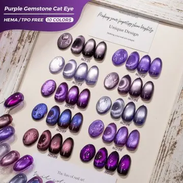 JTING 10colors Purple Gemstone Cat Eye Gel Nail Polish Purple Magnetic Cat Eye TPO/Hema Free OEM ODM Nail Polish Bottle Uv Gel