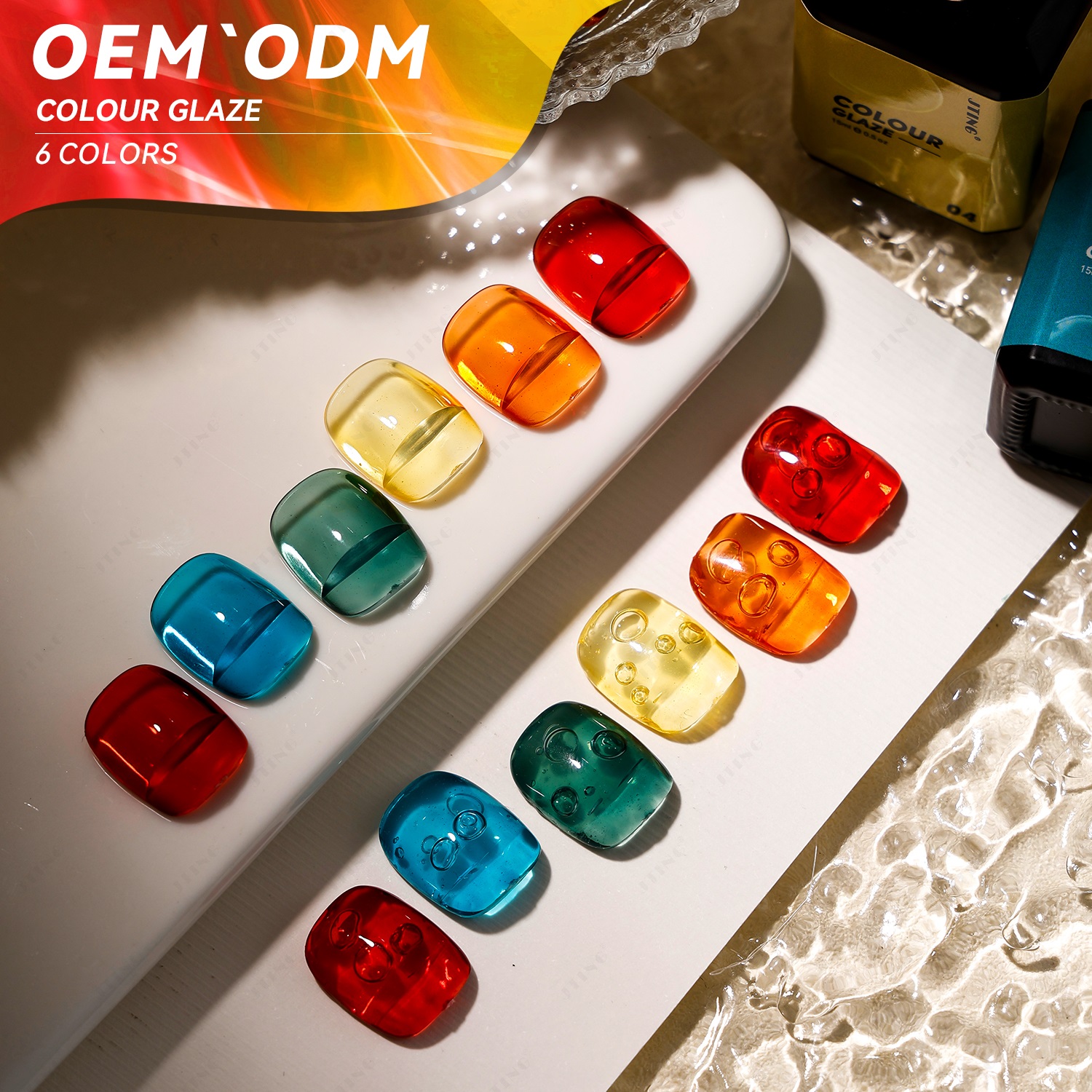 JTING High pigment Glaze 6colors Jelly gel polish set Hema free vegan Neon pure clear jelly colors gel polish nail supplier