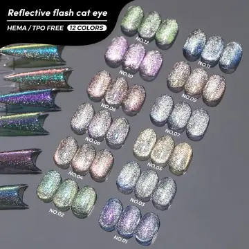 JTING Hot Trend Reflective Flash Cat Eye Gel Polish 12 Shades Super Glitter Cat Eye Gel TPO/Hema Free OEM ODM Uv Gel Nail Polish