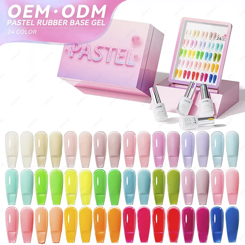 JTING professional brand create custom Pastel rubber base collection 24color set box Nail gel supplies rubber base nail polish