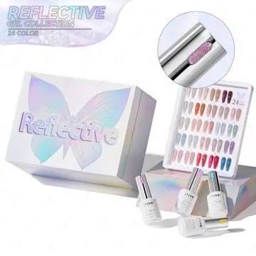 JTING Unique New bottles color caps 24color reflective disco gel collection set box Super shiny r...