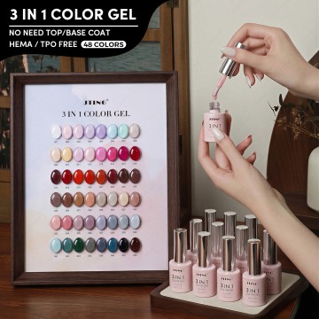 JTING New Upgrade One Step Color Gel Nail Polish 48color 3in1 No Need Top Coat /Base Coat Gel Polish Set Tpo/hema Free ODM Nails