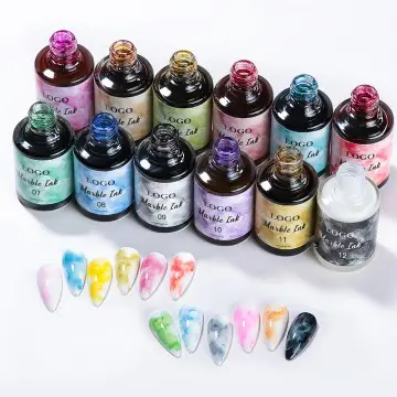 JTING 12 Colors Water Blooming Marble Inks Gel Nail Polish OEM Nail Alcohol Ink Gel Professional ...