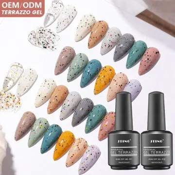 JTING New arrival Creative Cartoon Universal 2colors Terrazzo eggshell gel nail polish for any ba...