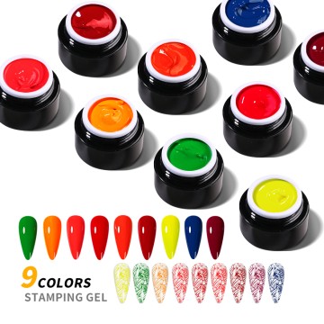 JTING 9 colors nail art stamping gel hot popular Fluorescence painting gel polish uv led nail gel...