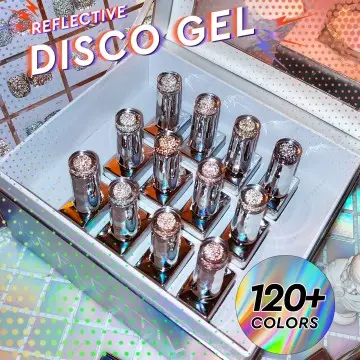 JTING OEM ODM Nail supplies reflective disco gel 12Color Unique Box Custom Color Card diamond gli...