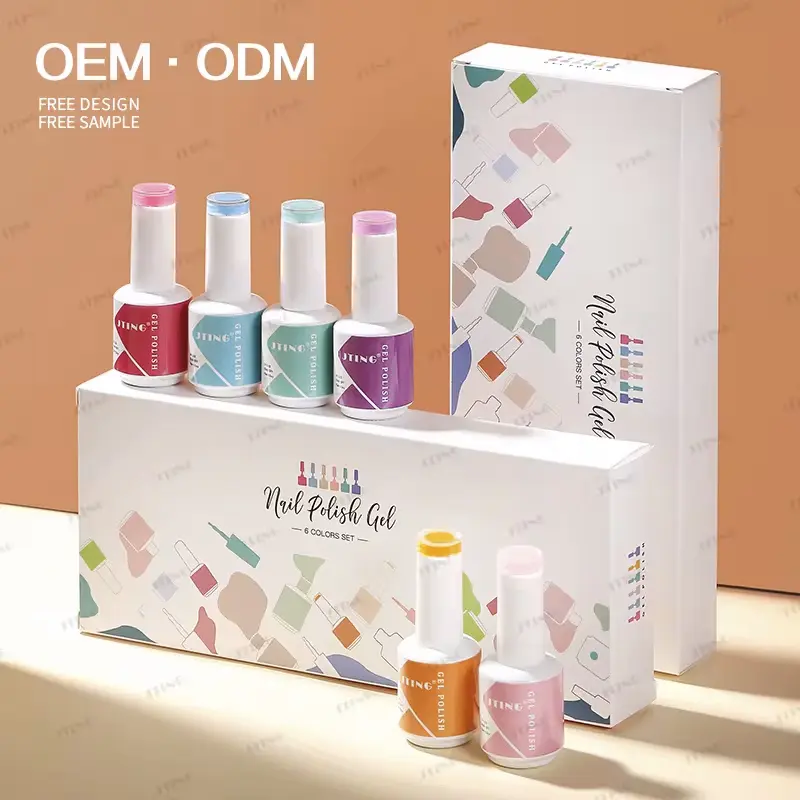JTING nail salon supplies New arrival design 6 colors collection gel nail polish set box kit OEM custom 15ml unique bottle brand