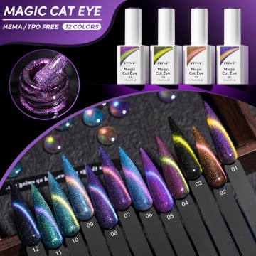JTING Unique Magic Cat Eye Gel Polish 12 Special Colorful Light Effect Flash Reflective Cat Eye Gel Nail Polish TPO/Hema Free