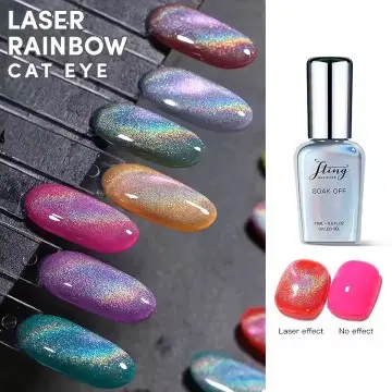 JTING free sample design popular Universal match colors glitter laser rainbow cat eye nail gel po...