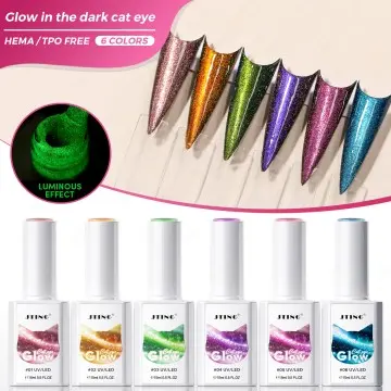 JTING Popular Selling 6colors Glow in the Dark Cat Eye Gel Polish Magnetic Glow Cat Eye Gel TPO Hema Free OEM Gel Nail Polish