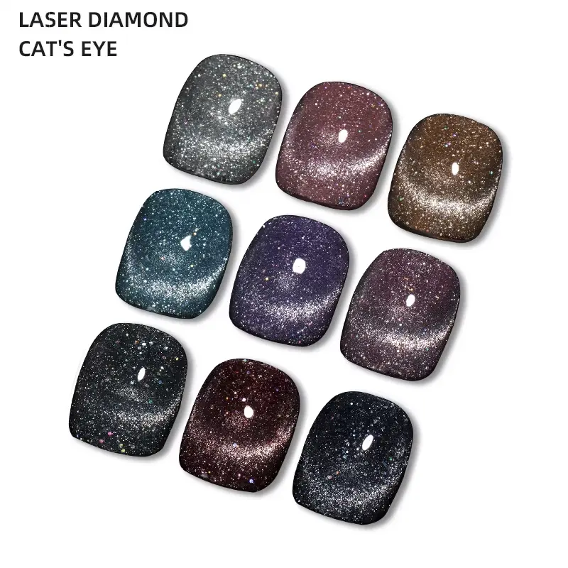 JTING 9colors Laser Diamond Cat Eye Gel Polish collection 9D Magnetic Glitter Cat Eye Gel Soak Off Varnish Nail Art Salon UV Gel