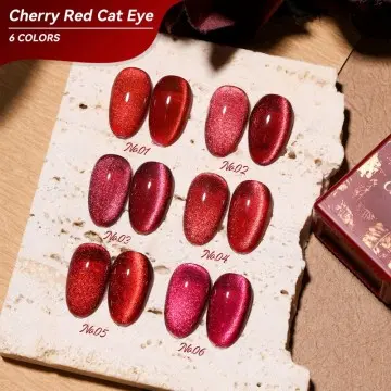 JTING Newest Cherry Ruby Cat Eye Gel Polish Christmas Red Style Cat Eye Gel Nail Polish Professio...