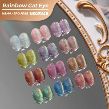 JTING Newest 12colors Rainbow Cat Eye Gel Nail Polish Flash Cat Eye Gel Nail Polish Collection TPO/Hema Free OEM ODM Nail Polish
