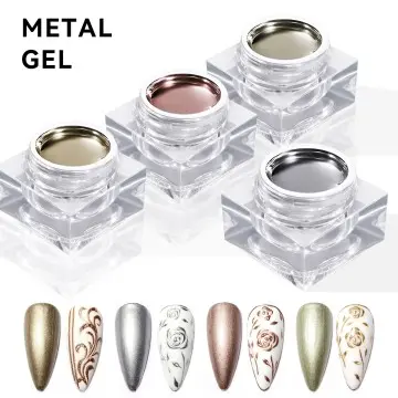 JTING new design superior quality natural resin 4colors metal gel polish OEM 5g jars container me...