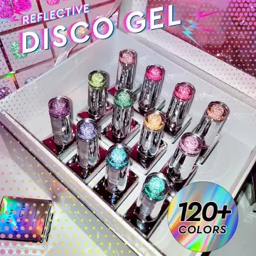 JTING Free reflective disco gel Unique Box Custom Free Color Card 12Colors diamond disco gel nail...