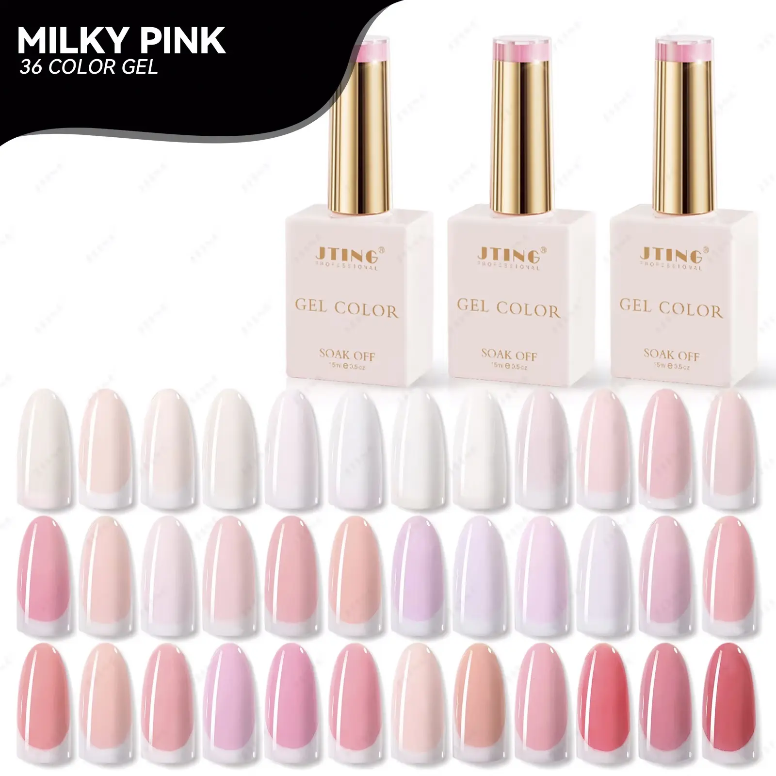 JTING Hot popular 36colors milky pink gel polish free custom private label OEM/ODM unique milky pink nail gel polish collection