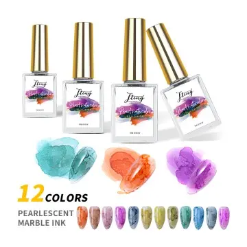 JTING Hot Sale 12 Rich Colors Pearlescent Marble Ink Gel Polish OEM Private Label Creative Painti...