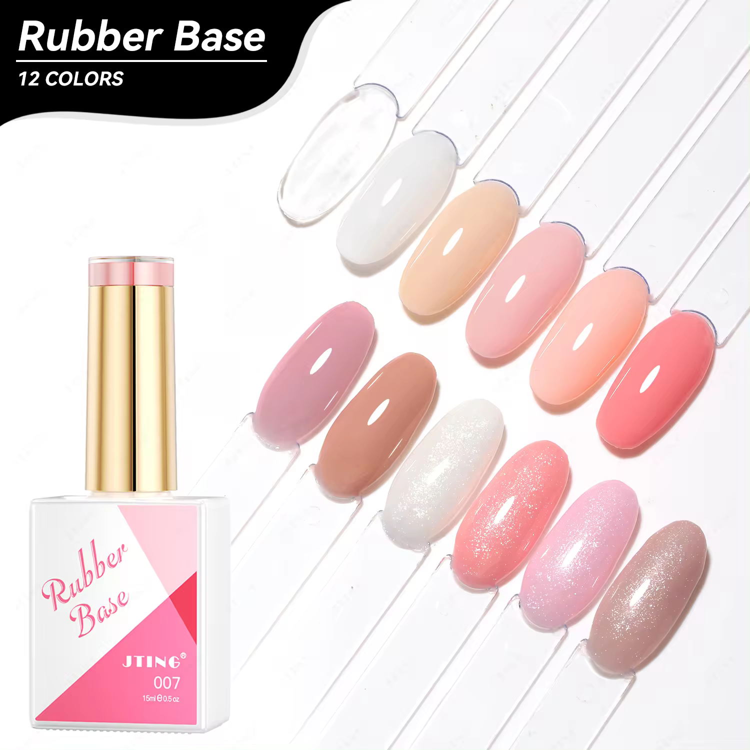 JTING High Toughness Quality Functional 12 Colors Rubber Base Gel Base Coat Nail Gel Polish Bulk ...