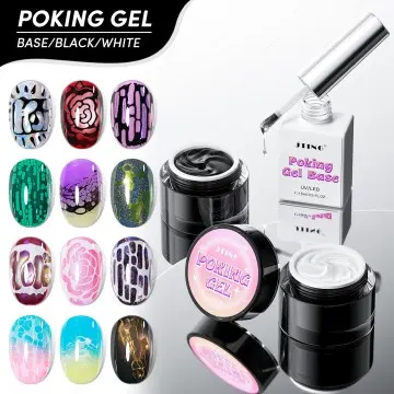 JTING Newest Arrival 5G Poking Gel Polish White Black Color with Poking Base Coat Free Design Pok...