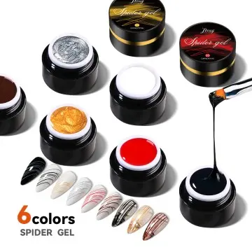 JTING 6 colors variety styles creative painting Nail elastic drawing gel nail art spider uv led g...