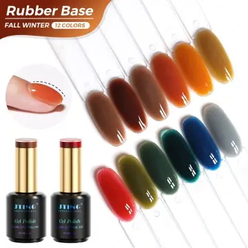 JTING Fall Winter 12colors Rubber Base Gel Polish 2 in 1 Base Color Gel Nail Polish TPO Hema Free OEM Free Design Uv Nail Gel