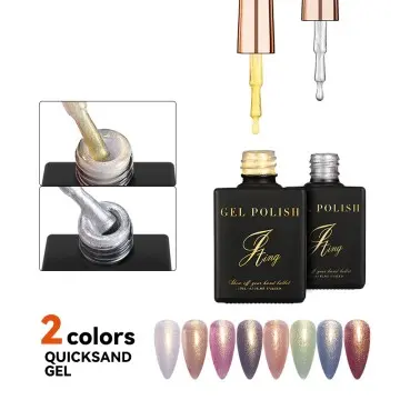 JTING High density shining Quicksand gold silver gel nail art gel polish 2 colors 15ml bottles oe...