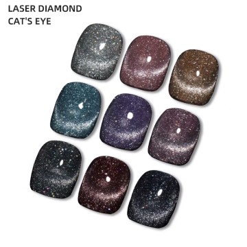 JTING 9colors Laser Diamond Cat Eye Gel Polish collection 9D Magnetic Glitter Cat Eye Gel Soak Of...