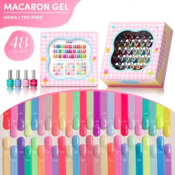 JTING New Ver 48 Fashion Color Macaron Gel Polish Set Box Collection with Color Card High Pigment Pastel Color Gel Tpo/hema Free