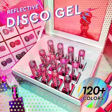 JTING Latest Arrival 12colors reflective disco gel polish collection Laser unique 12pcs set box d...