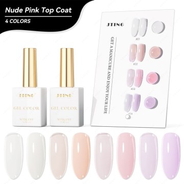 JTING New Arrival high quality 4 colors 15ml nude pink top coat gel polish bottle ODM design priv...