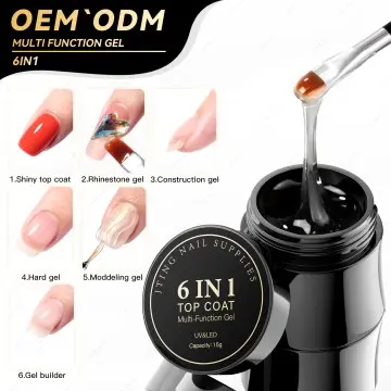 JTING Multifunction 6in1 Gel Shiny Hard Top Coat Various Effect Construction Gel Builder Modelling Leveling Gel Nail Polish