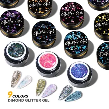 JTING new design full and shine sparkle uv gel polish 9 colors diamond glitter gel OEM custom nai...
